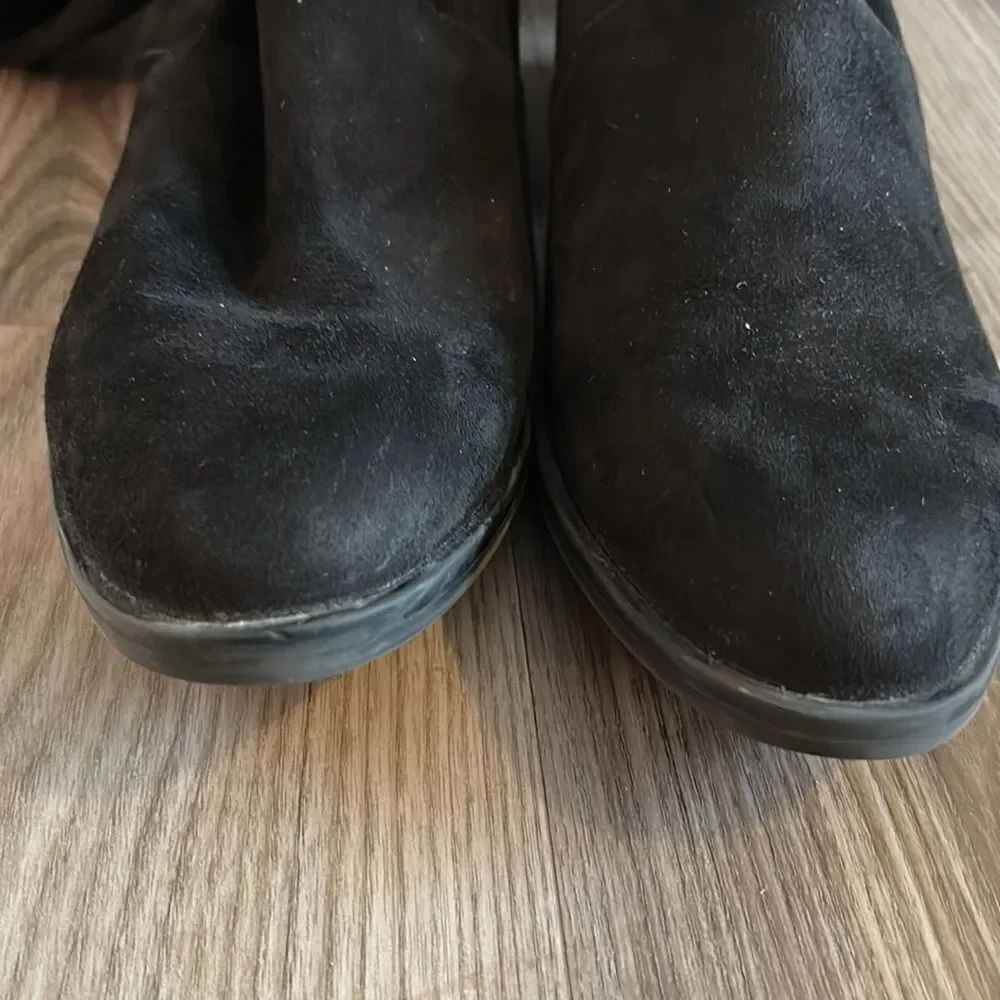 LIKE NEW SAM EDELMAN OTK PALOMA BLACK SUEDE BOOTS SIZE 7- RETAIL $398